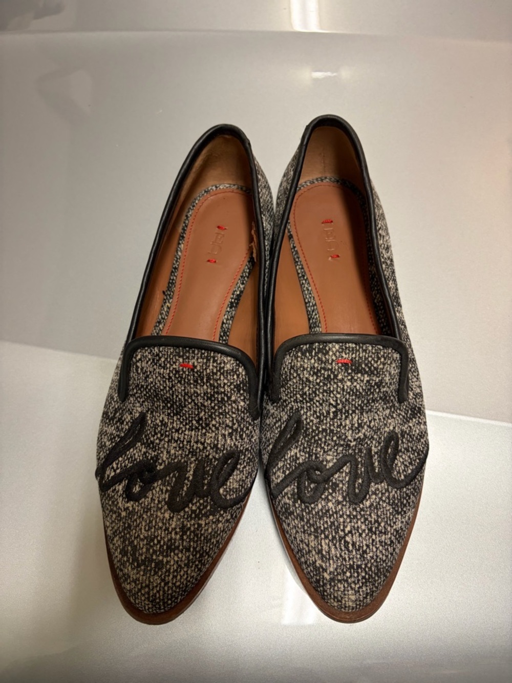 Ellen Degeneres Black & Cream Tweed 'Love' Loafers